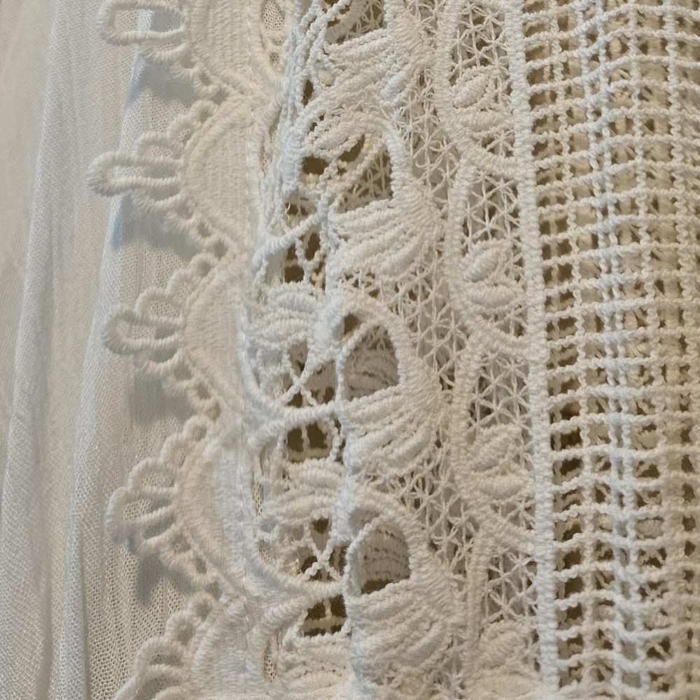 American Rag Maxi Kimono LS Tie Front Intricate Lace Sheer Egret White Small NWT - Picture 10 of 14
